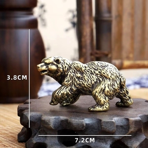 1pc Brass Big Bear Polar Tabletop Ornament Imposing Brown Pet for Tea Antique <strong>Copper</strong> <strong>Gift</strong> - Product Image 6