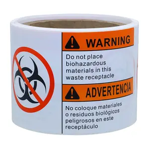 Custom Biohazard Stickers Sign Warning Do Not Place Biohazardous Materials Waste Receptacle Label