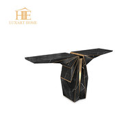 Meubles d'entrée de style nordique très demandés, table console en acier inoxydable avec plateau en marbre