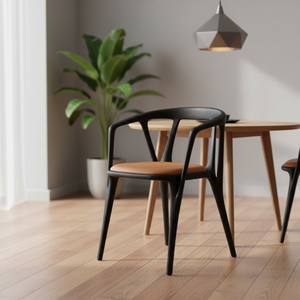 Sillón <span class=keywords><strong>de</strong></span> Madera Maciza Ecológico y Duradero - Muebles Modernos para Comedor y Hotel con Cojín <span class=keywords><strong>de</strong></span> Cuero - Product Image 4