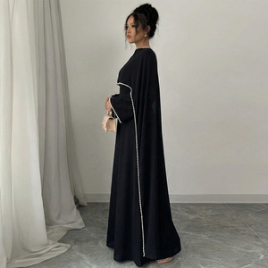 Robe longue musulmane pour femme, ensemble cape et abaya, <span class=keywords><strong>caftan</strong></span> <span class=keywords><strong>perlé</strong></span>, robe de soirée ornée de diamants, abayas Ramadan, kaftan, jalabiya - Product Image 3