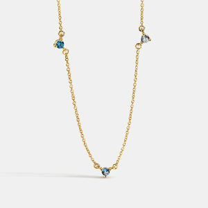 Collar de Cadena Cubana de Diseño Clásico en Oferta, Engaste de Garra, Chapado en Oro de 14K, Latón, Cobre, Circonita, Patrón Geométrico, para Mujer - Product Image 3