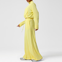 Ensemble de survêtement décontracté Bnice 2549 pour femme, automne-hiver, avec col montant et demi-zip, haut court et pantalon large taille haute