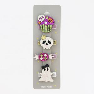 Pinzas para el Cabello de Halloween Personalizadas, Divertidas, con Diseño de Fantasma, Calabaza, Brillo y Murciélago Negro, para Niñas - Product Image 3