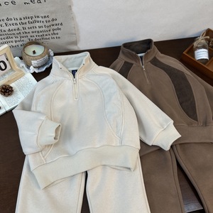 Autumn and Winter Children's Clothing Set Casual Solid Worsted Sweat <strong>Suit</strong> Fashionable Two-Piece Set for <strong>Boys</strong> and Girls - Product Image 4