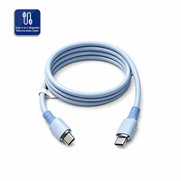 Câble de données magnétique en silicone Type C vers C 100W bleu ciel 30 # Câble d'alimentation 4C Core Power Delivery, fil de 100 cm à 16 broches pour ordinateur portable, téléphone, moniteur