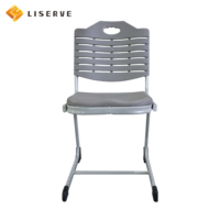 Bureaux et chaises d'école modernes et durables avec structure métallique, pieds en L, en bois et plastique, pour îlot d'apprentissage personnel concentré