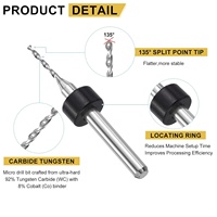 Forets de précision de 1,1 mm, micro-forets diamantés à tige droite en carbure de tungstène, angle de pointe de 135 degrés, non revêtus, pour perçage CNC