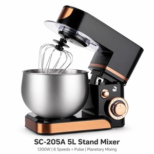 <span class=keywords><strong>Robot</strong></span> de <span class=keywords><strong>cuisine</strong></span> Shinechef, batteur sur socle planétaire, 5 L, acier inoxydable, 1300 W, design à tête inclinable, 6 vitesses, bol mélangeur, usage domestique, OEM - Product Image 1
