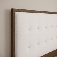 Modernes Hochwertiges Box-Tufted Panelbett Massives Eichenholzbett Queen/King Size Schlafzimmermöbel