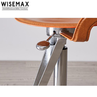 WISEMAX FURNITURE Tabouret de bar moderne en cuir PU de haute qualité avec base en métal et repose-pieds pour la maison, l'hôtel et les repas.