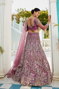 Tissu net de qualité supérieure Full Flaire Semi-Cousu Lehenga Avec Paillettes Zarkan avec Fil Broderie Travail Produit En Vrac - Product Image 2