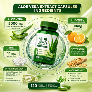Gélules molles personnalisées à marque privée, extrait de gel d'aloe vera pour la santé, faible teneur en matières grasses, favorisant la digestion, 2 gélules par portion - Product Image 5