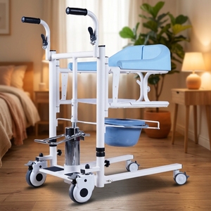 Portable Hydraulic Patient Lift Transfer Chair for Elderly Disabled Nursing Care Home Commode Wheelchair Bathroom Aid Device