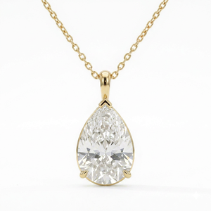 Pendentif en or jaune 18 carats avec diamant de laboratoire taille poire certifié IGI, style minimaliste pour femme, bijoux de mariage - Product Image 1