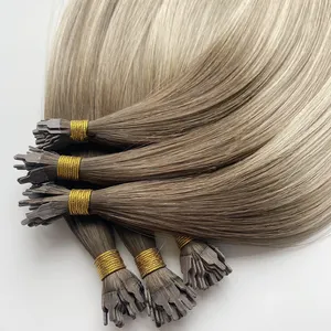 Quick To Apply Double Drawn Natural Real Human Hair Italy Keratin Ultra Tip Flat Fan Tip Hair Extensions