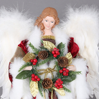 Vente chaude À La Main Vin Rouge Arbre De Noël Topper Ange Poupées Ornements Noel Figurines Avec Guirlande Ruban Pour Décorations De Noël