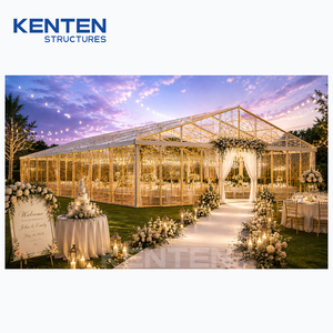 KENTEN chapiteau transparent semi-permanent Carpas 10 X30 30x30 40x60 cadre <span class=keywords><strong>en</strong></span> aluminium doré auvent de fête tentes transparentes à louer - Product Image 5