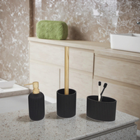 BX Hotel Construction en résine durable Ensemble d'accessoires de salle de bain en polyrésine Comprend un distributeur de savon Porte-brosse de toilette Tumbler Bath