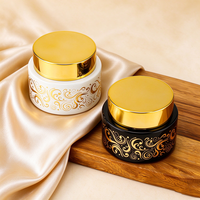 Bouteilles de soins de la peau personnalisées, pots cosmétiques en verre ambré givré mat noir de luxe, vides, avec couvercles