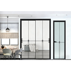 Porte coulissante en <span class=keywords><strong>verre</strong></span> pour armoire, fonctionnement silencieux, <span class=keywords><strong>cadre</strong></span> en alliage titane-magnésium, <span class=keywords><strong>double</strong></span> <span class=keywords><strong>verre</strong></span> trempé pour hôtels, appartements et entrées. - Product Image 4