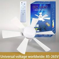 Ventilateur de plafond LED à moteur DC dimmable de 20,47 pouces avec 6 pales, 3 vitesses, base E27 pour salon et chambre à coucher
