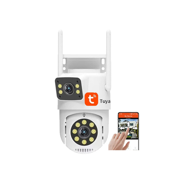 New IP66 Outdoor Weatherproof Color Night Vision Wireless Surveillance IP 4K 8MP PTZ Tuya Dual Lens Security Camera