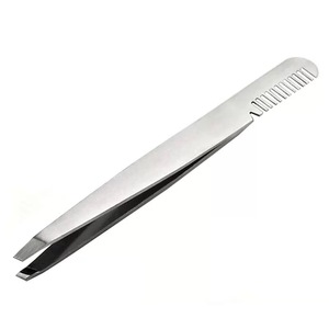 Stainless Steel Eyebrow Tweezers With Comb Slanted Tip For Trimming Plucking Beauty Tools - Product Image 5