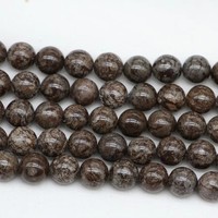 Perles rondes en jade Dong Ling brun foncé naturel avec fil doré, en vrac, pour la fabrication de bijoux, bracelets et colliers DIY, vente en gros