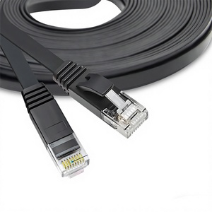 Câbles réseau LAN Cat6 noirs haute vitesse, conducteur BC 32AWG, PVC UTP RJ45 8P8C, cordon de raccordement Ethernet, câble plat de communication - Product Image 4