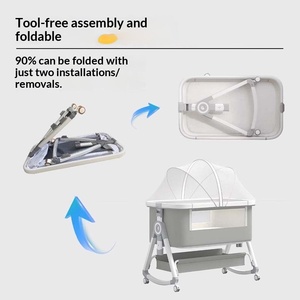 Cuna Portátil de Metal para Bebé, Plegable, Altura Ajustable, Se Conecta a una Cama Grande, Anti-Vuelco, Cama Anti-Derrames de Leche - Product Image 2