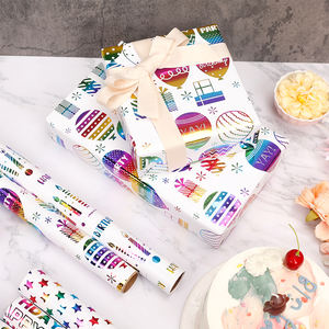 Rollo de papel de regalo de lujo con logotipo de marca personalizado, 80g, estampado de papel de regalo de cumpleaños para embalaje, papel de regalo - Product Image 4