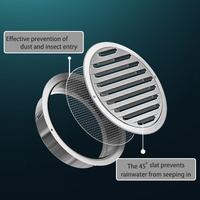 Grille d'aération ronde en acier inoxydable 304 de 170 mm avec moustiquaire et crochet monobloc pour extracteur de cuisine