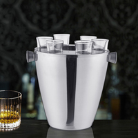 Seau à glace isotherme OUYADA 10L noir à double paroi en acier inoxydable, personnalisable, pour usage commercial, refroidisseur à vin, bac à boissons