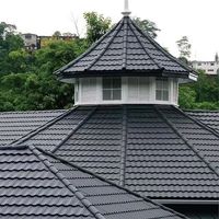 Tuile de toiture en métal revêtue de pierre fiable, légère et imperméable pour le projet de construction de maisons à Madagascar