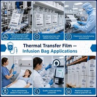 Film de transfert thermique de qualité supérieure résistant à la stérilisation à la vapeur pour sachets souples d'infusion, feuille de marquage à chaud de qualité médicale