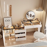 Coiffeuse Smart Selected Lumière d'ambiance haut de gamme Chambre à coucher moderne dans un petit espace Armoire de rangement de chevet Bureau de vanité intégré