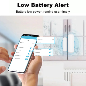 Smart Life APP control Sensor magnético de puerta inalámbrico Tuya WIFI Sensor de contacto de puerta inteligente con carcasa blanca y negra - Product Image 4
