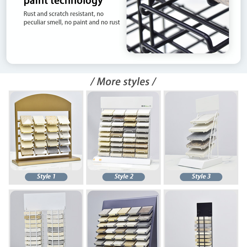 Factory Wholesale Double Side Custom Metal  Stone Sample Display Ceramic Tiles Sample Display Stand