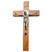 Crucifix croix en bois Jésus suspendu religieux inspirant INRI