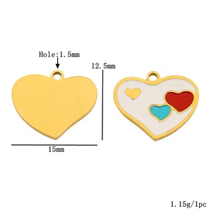 Colgante de Corazón de Acero Inoxidable con Diseño de Corona para la Fabricación de Collares, Accesorios de Joyería 351 WLL351 - Product Image 3