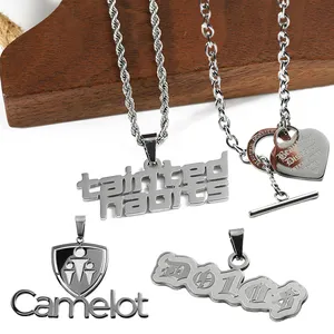 Moda mujeres hombres pareja collar plata inoxidable collares colgante 2d 3D Logo nombre letra collares para regalos