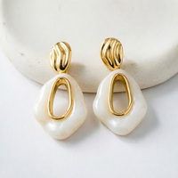 Boucles d'oreilles pendantes géométriques martelées plaquées or 18 carats, aspect écaille de tortue, bijoux tendance pour femme
