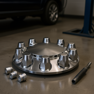 Couvre-écrous de roue avec kit d'outils pour capuchons d'axe de roue, ensemble de 10 pièces, finition argentée - Product Image 2