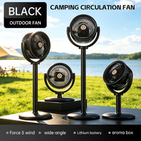 Ventilateur portable solaire rechargeable, double mode, utilisation sur table ou au sol, lumière LED nocturne, charge d'urgence, ventilateur de camping extérieur