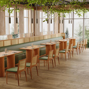 Nouveautés Meubles de café Boutique de meubles en bois massif Moderne en rotin Ensemble de canapé et de table avec chaises pour restaurant - Product Image 2