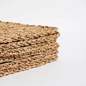 Juego de Manteles Individuales Rústicos Tejidos a Mano de Seagrass, Naturales, Cuadrados y Redondos, Decoración Sostenible para Comedor, Ecológicos - Product Image 6