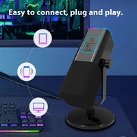 Microphone de jeu USB WM13 RGB filaire pour ordinateur, micro de bureau cardioïde avec suppression du bruit pour streaming et podcast