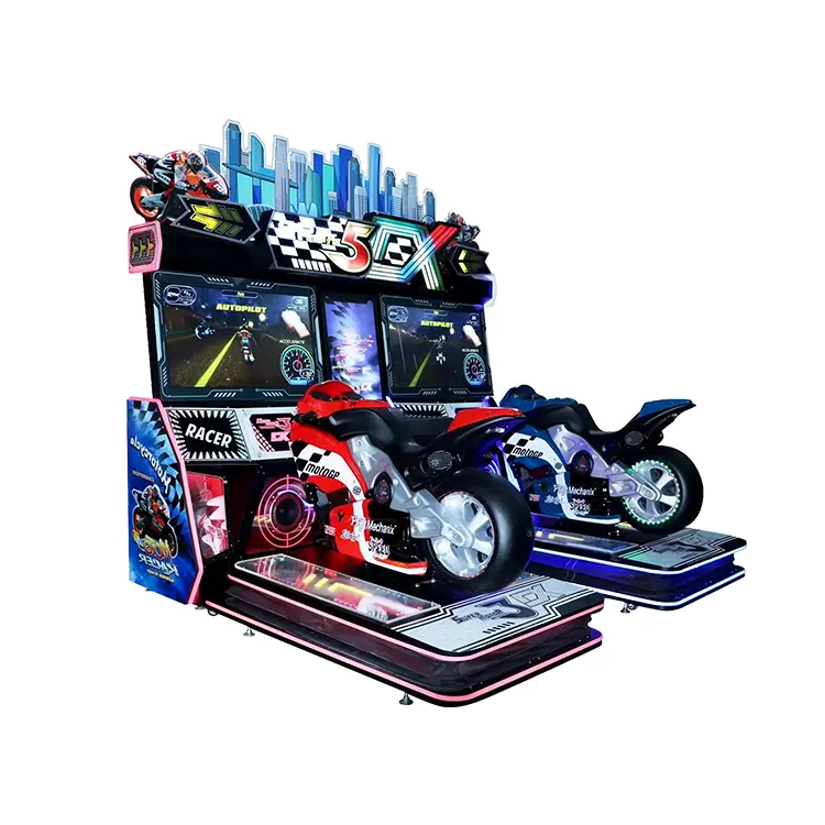 5DXC Arcade Motorrad Rennspielmaschine Münzbetriebenes Auto-Rad-Rennspielmaschine