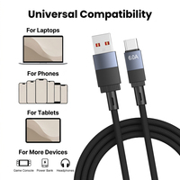 Kabel Data Pengisian Cepat USB ke Type C 6A Nylon Braided, Kabel Charger Anti Putus untuk Samsung, Xiaomi, Pixel, dan Ponsel Android